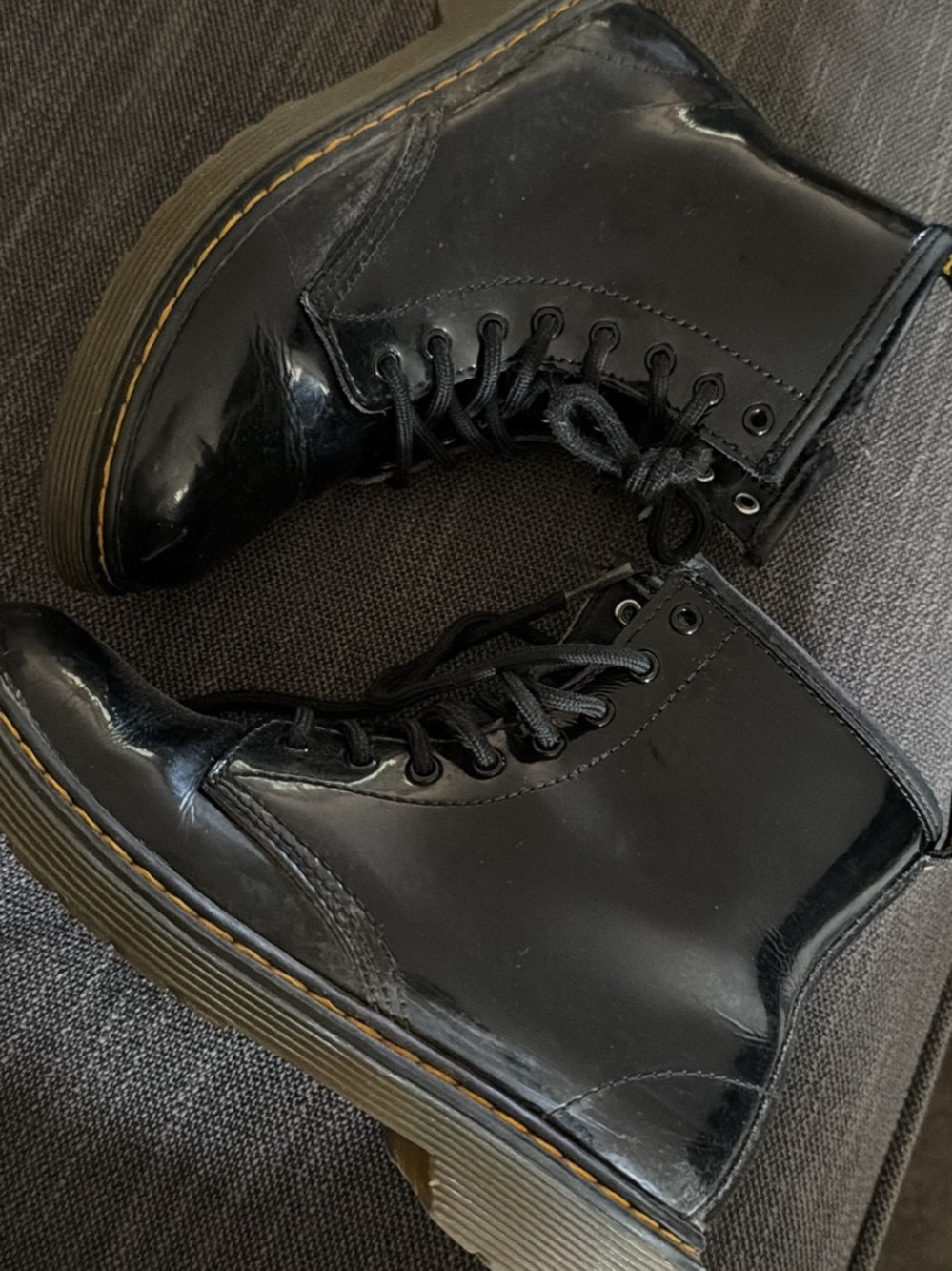 Dr. Martens Kids Black Lace-Up Combat Boots with